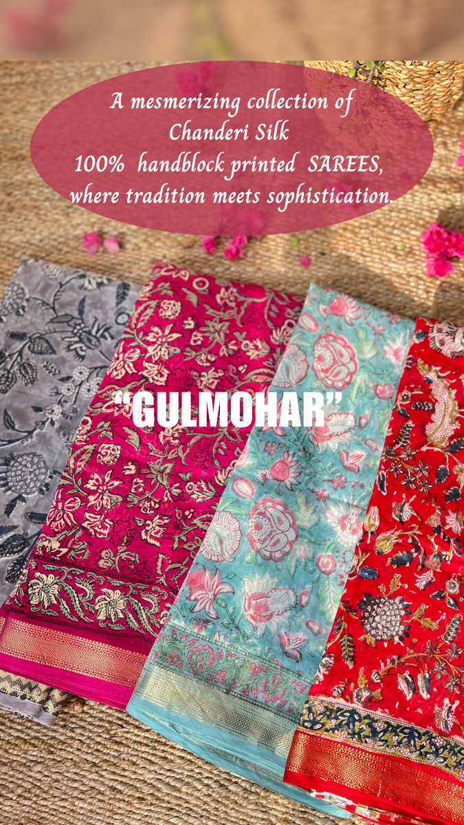 Gulmohar Laal Linen Sari