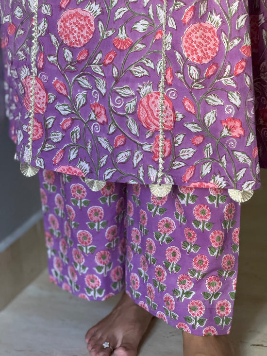 Naina Purple Cotton Kurta & Pants- Set of 2