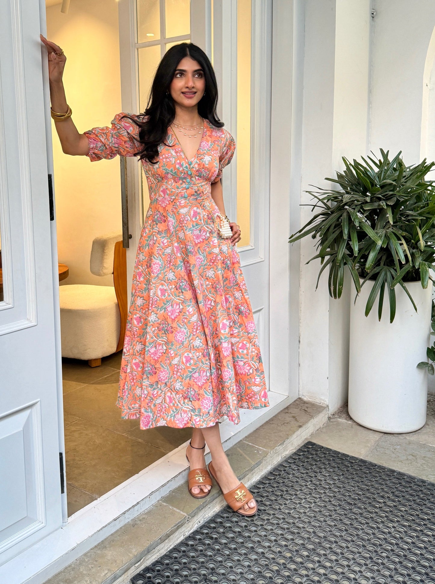 Soba Orange Cotton Dress serayaclothing Soba Orange Cotton Dress serayaclothing