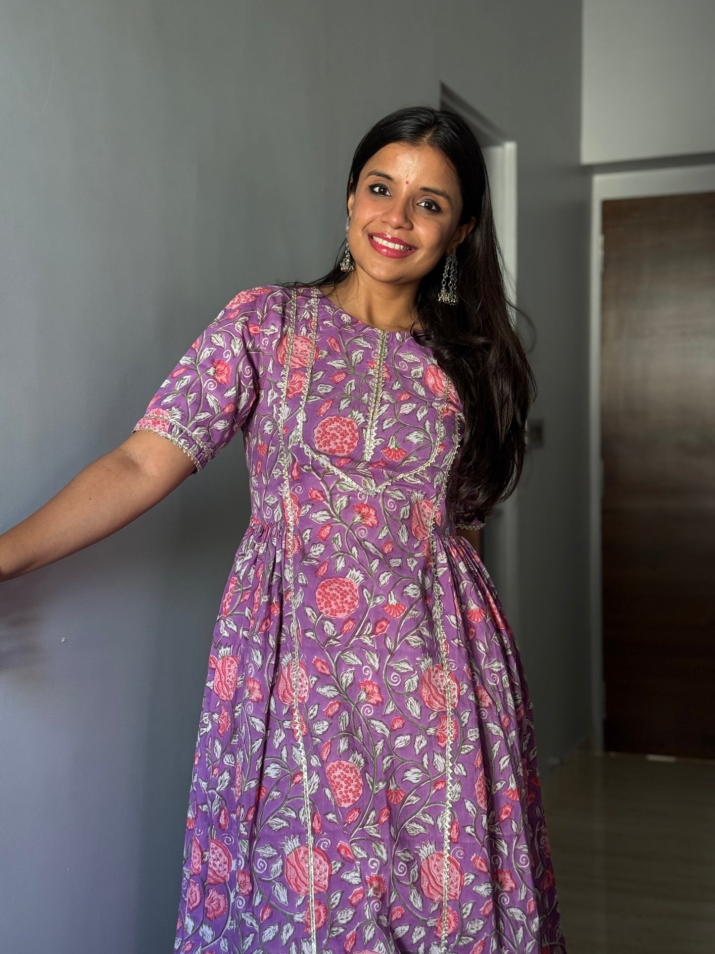Naina Purple Cotton Kurta & Pants- Set of 2