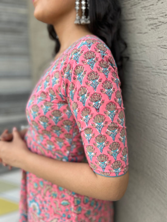 Apsara Pink Cotton Anarkali Kurta