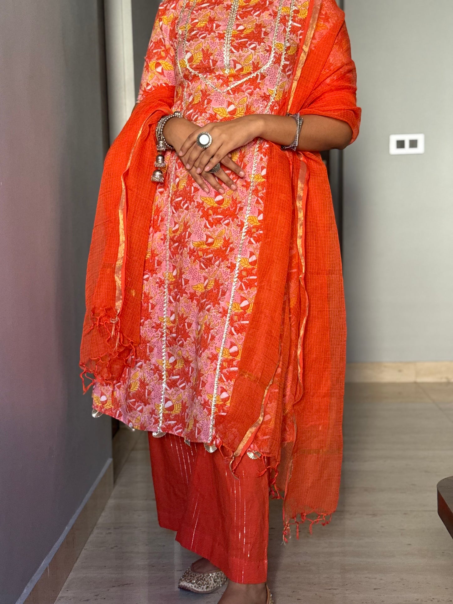 Supriya Orange Cotton Kurta Set of 3