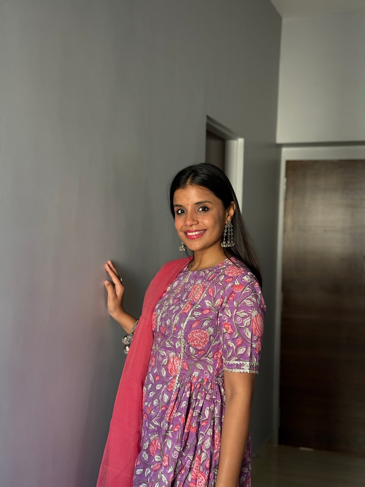 Naina Purple Cotton Kurta & Pants- Set of 2