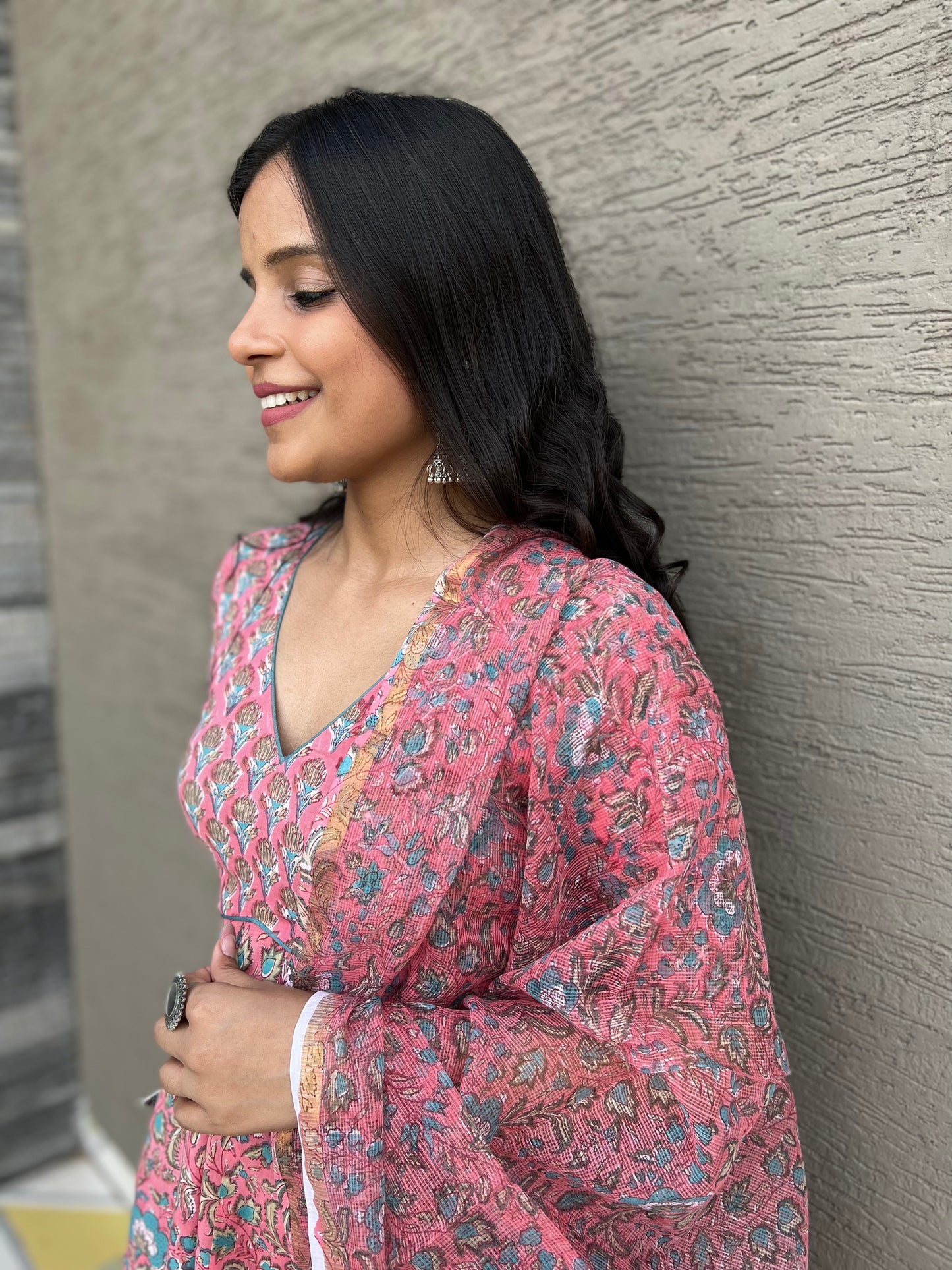 Apsara Pink Cotton Anarkali Kurta