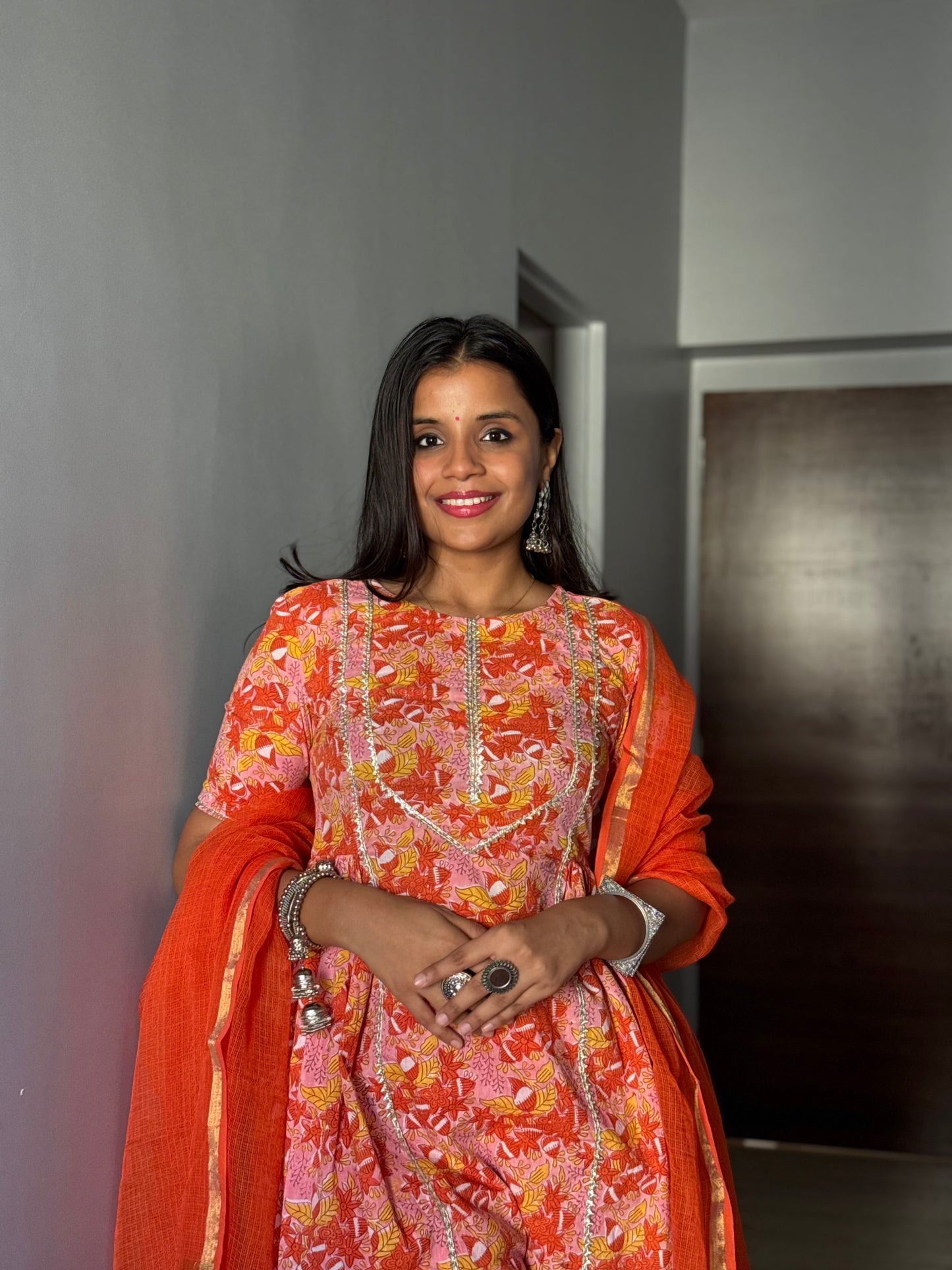 Supriya Orange Cotton Kurta Set of 3