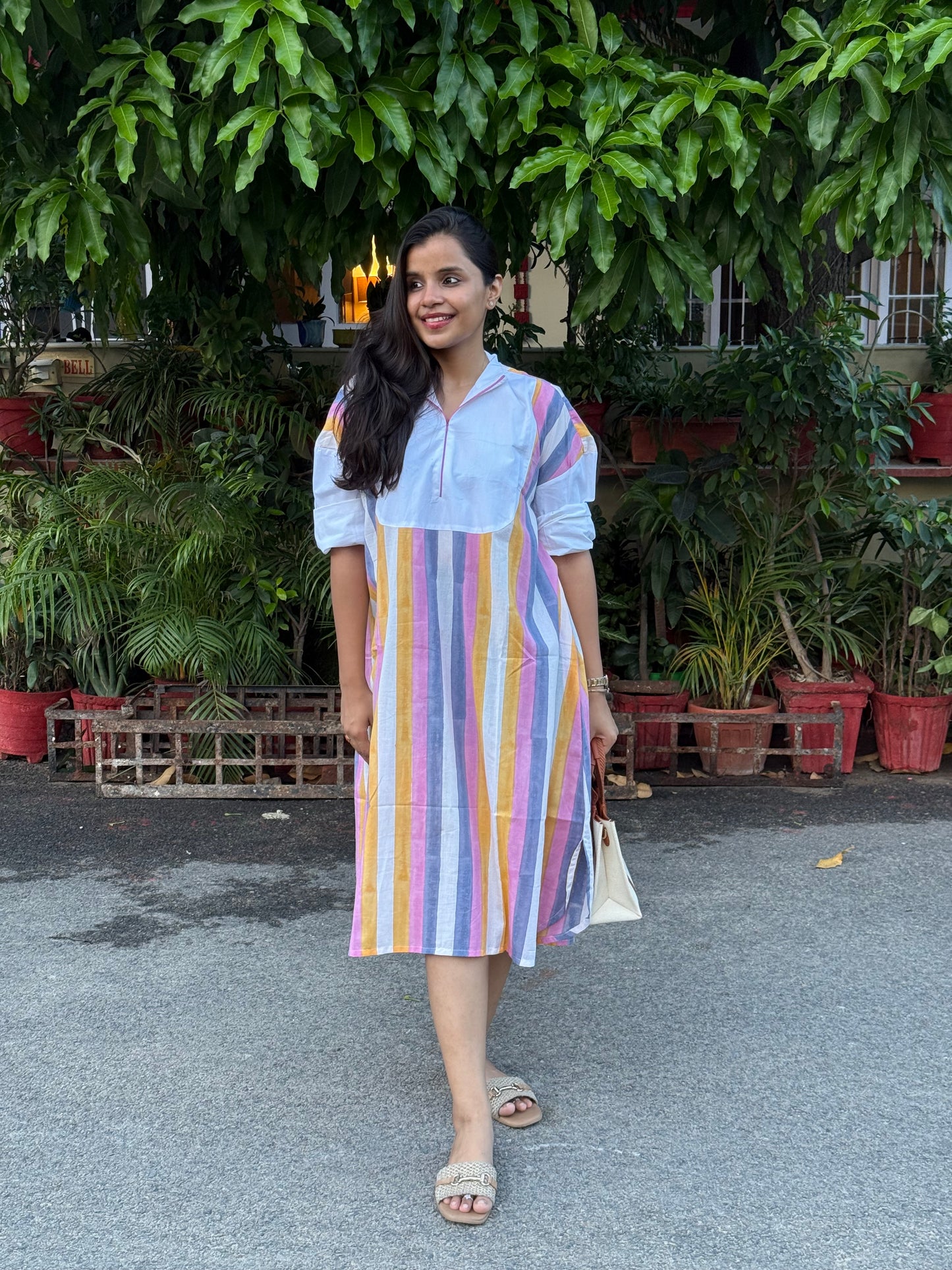 Gloria Stripes Cotton Dress