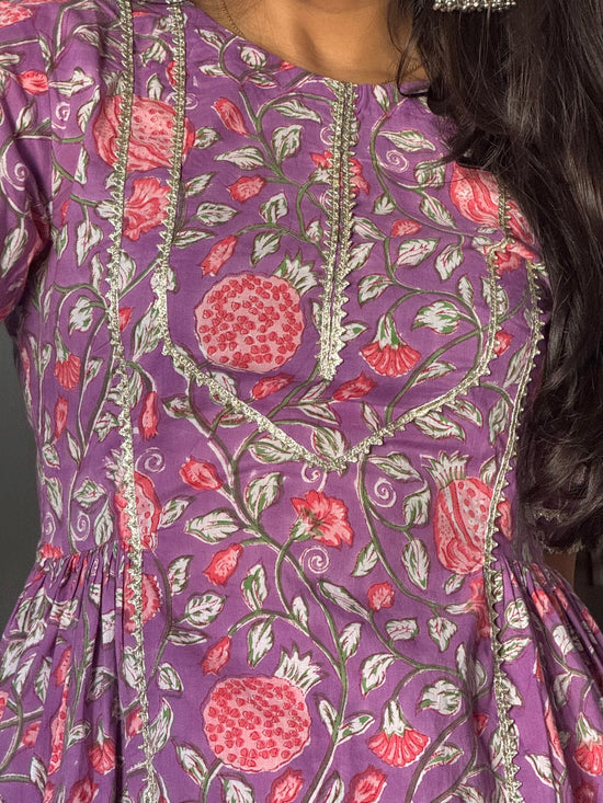 Naina Purple Cotton Kurta & Pants- Set of 2