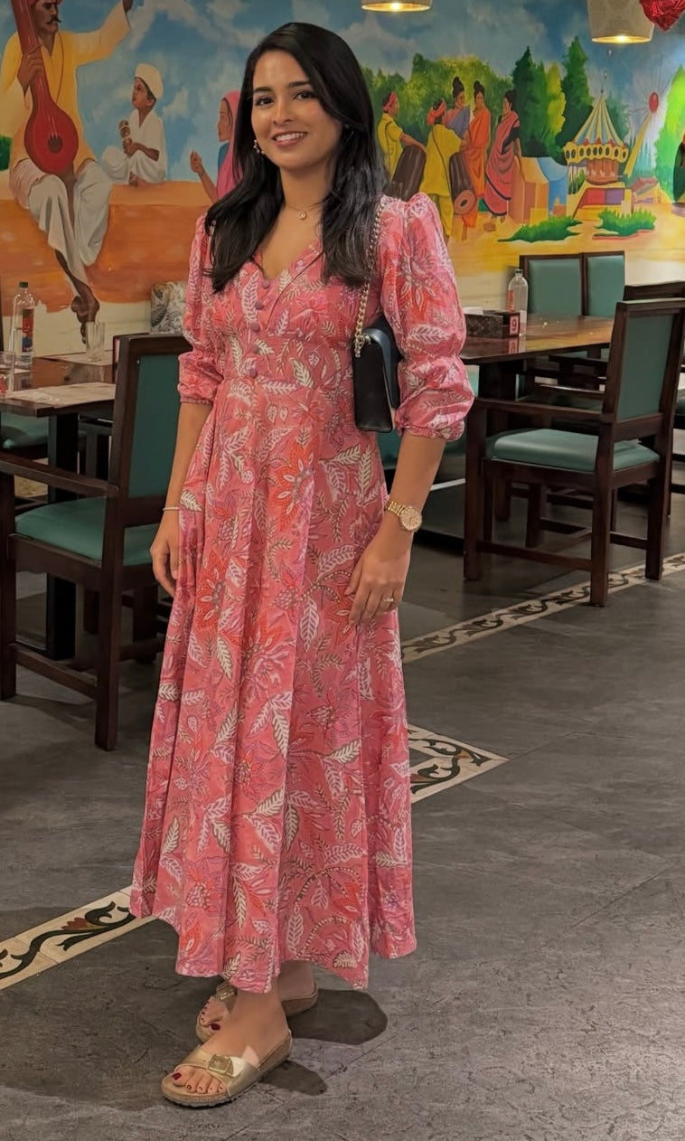 Soba Pink Cotton Dress