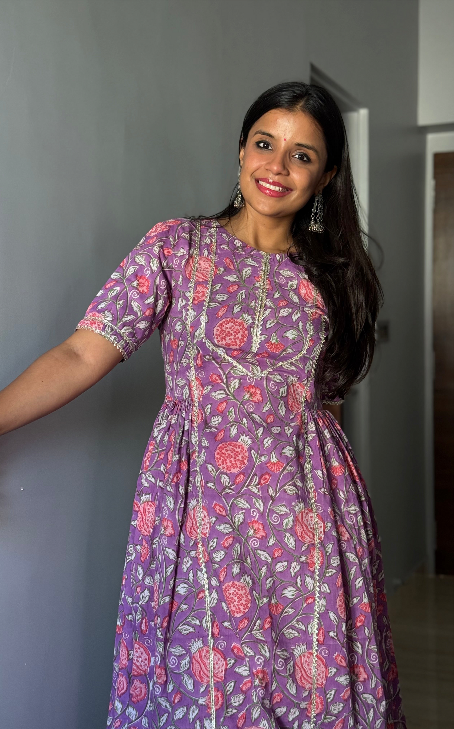 Naina Purple Cotton Kurta & Pants- Set of 2