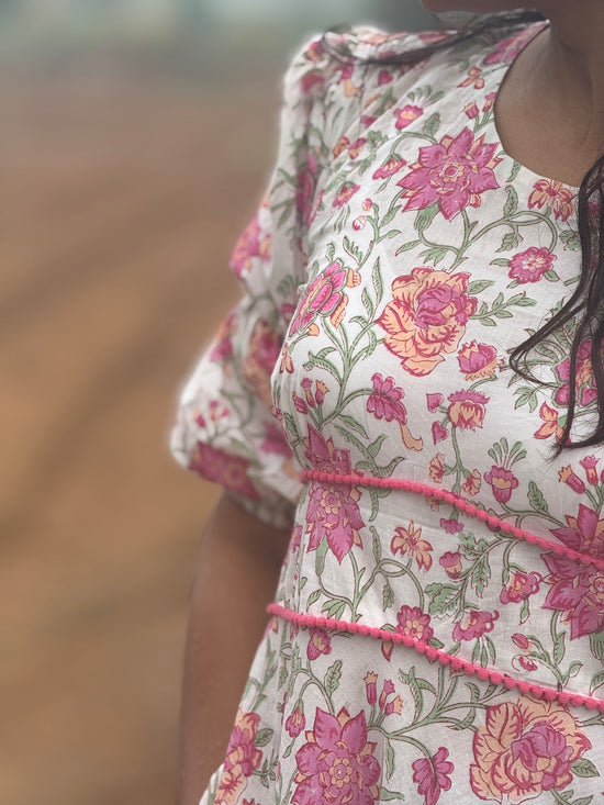 Rosy White Floral Cotton Dress