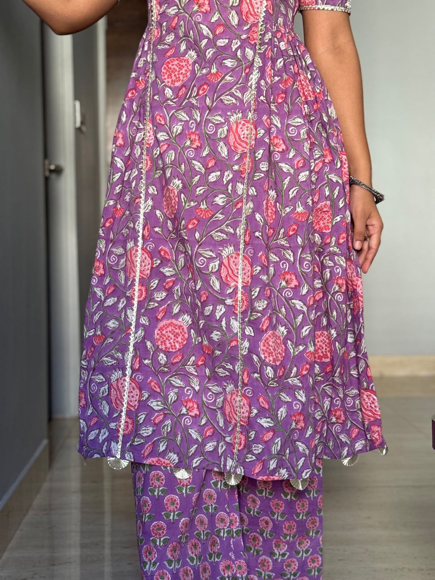 Naina Purple Cotton Kurta & Pants- Set of 2