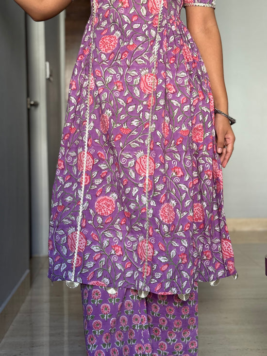 Naina Purple Cotton Kurta & Pants- Set of 2