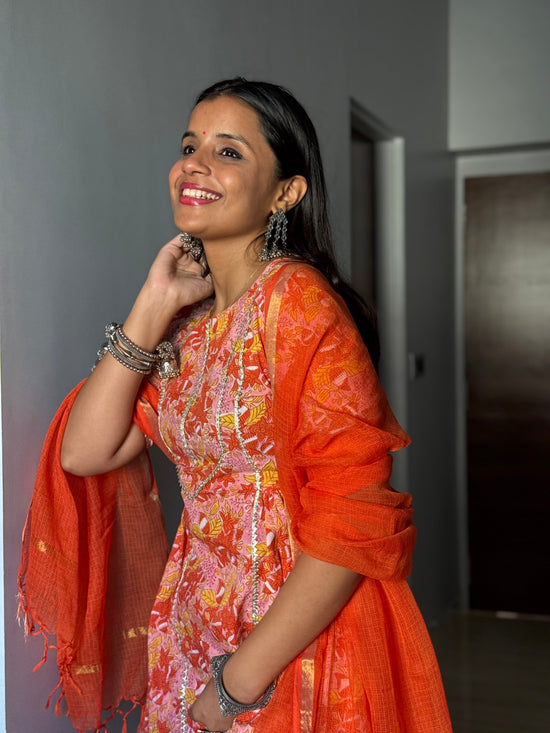 Supriya Orange Cotton Kurta Set of 3