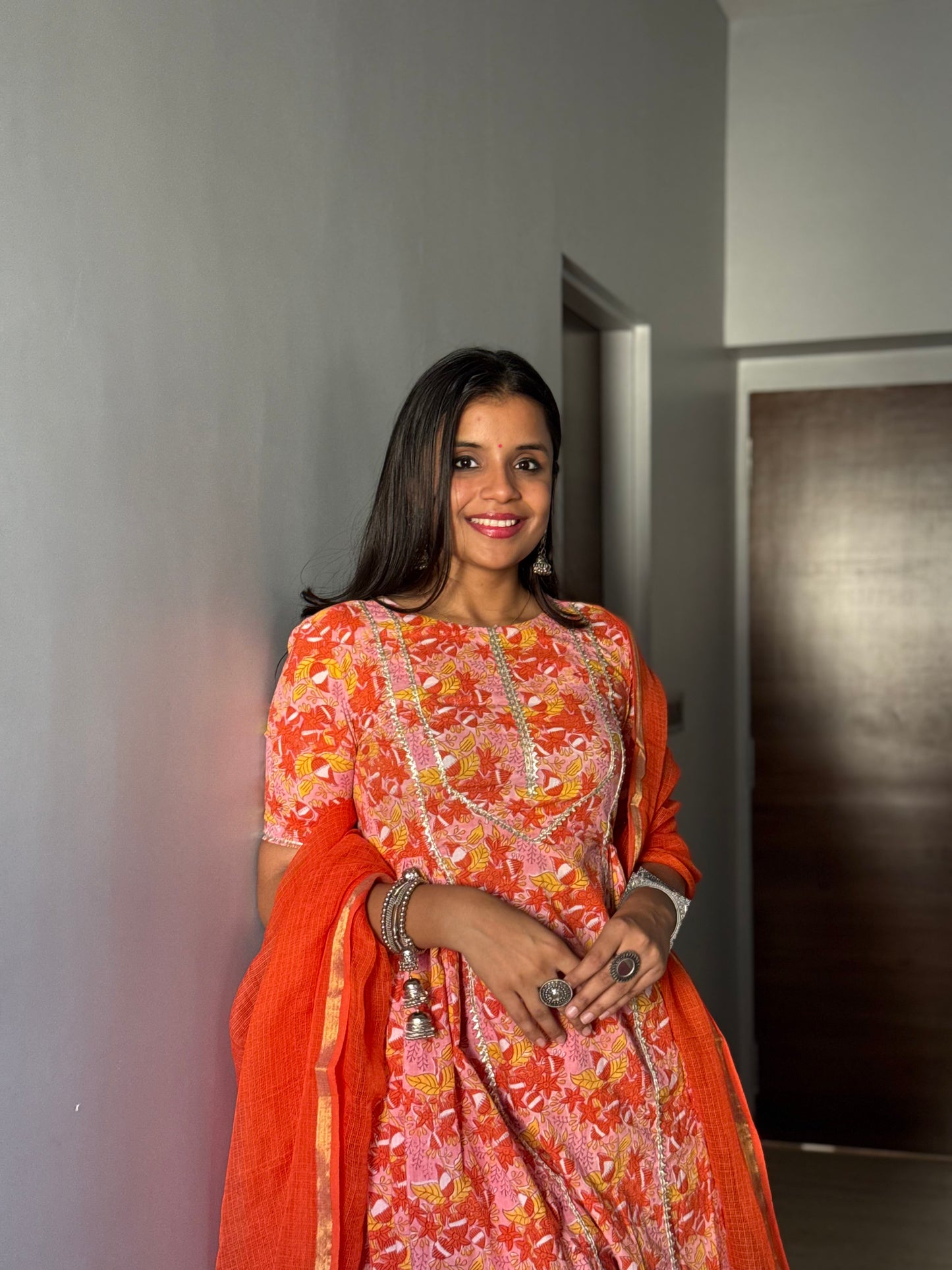 Supriya Orange Cotton Kurta Set of 3