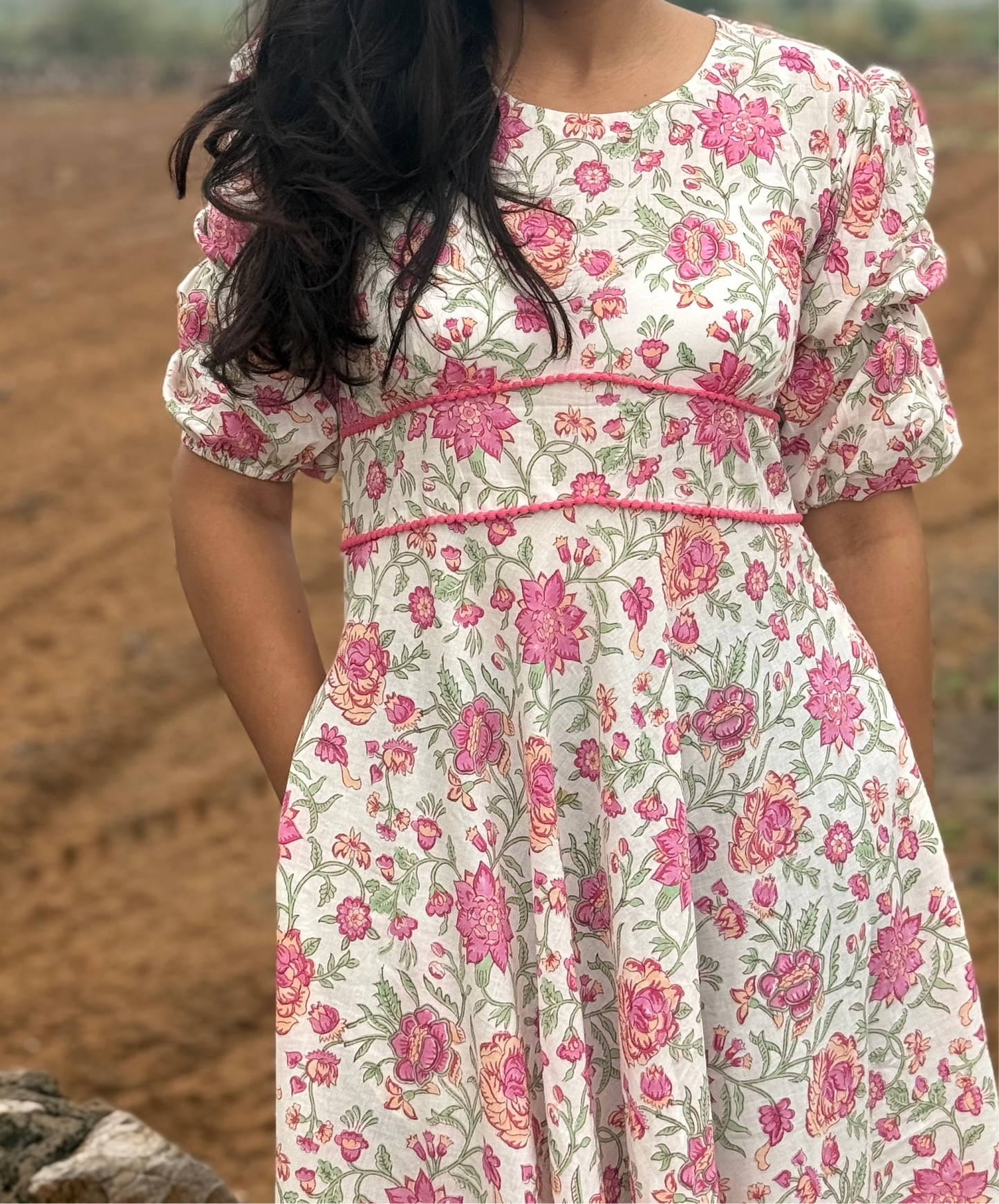 Rosy White Floral Cotton Dress