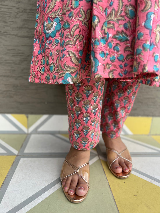 Apsara Pink Cotton Anarkali Kurta