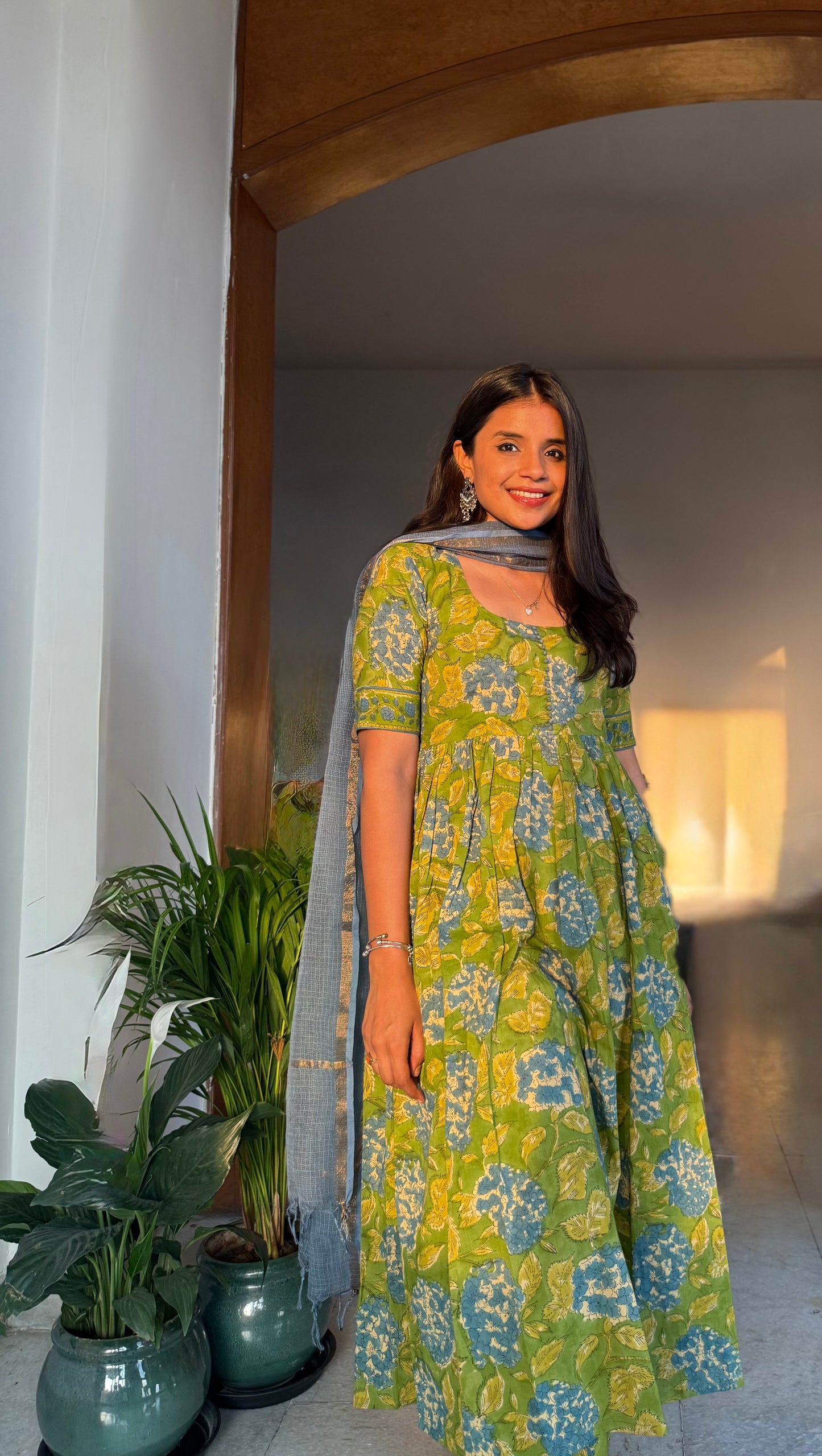 Akuri Green cotton Kurta Set of 3