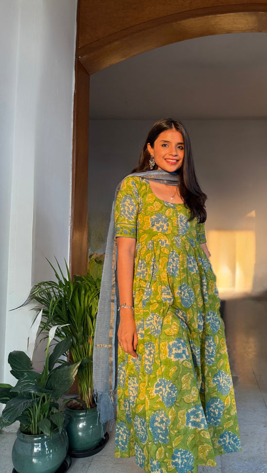 Akuri Green cotton Kurta Set of 3