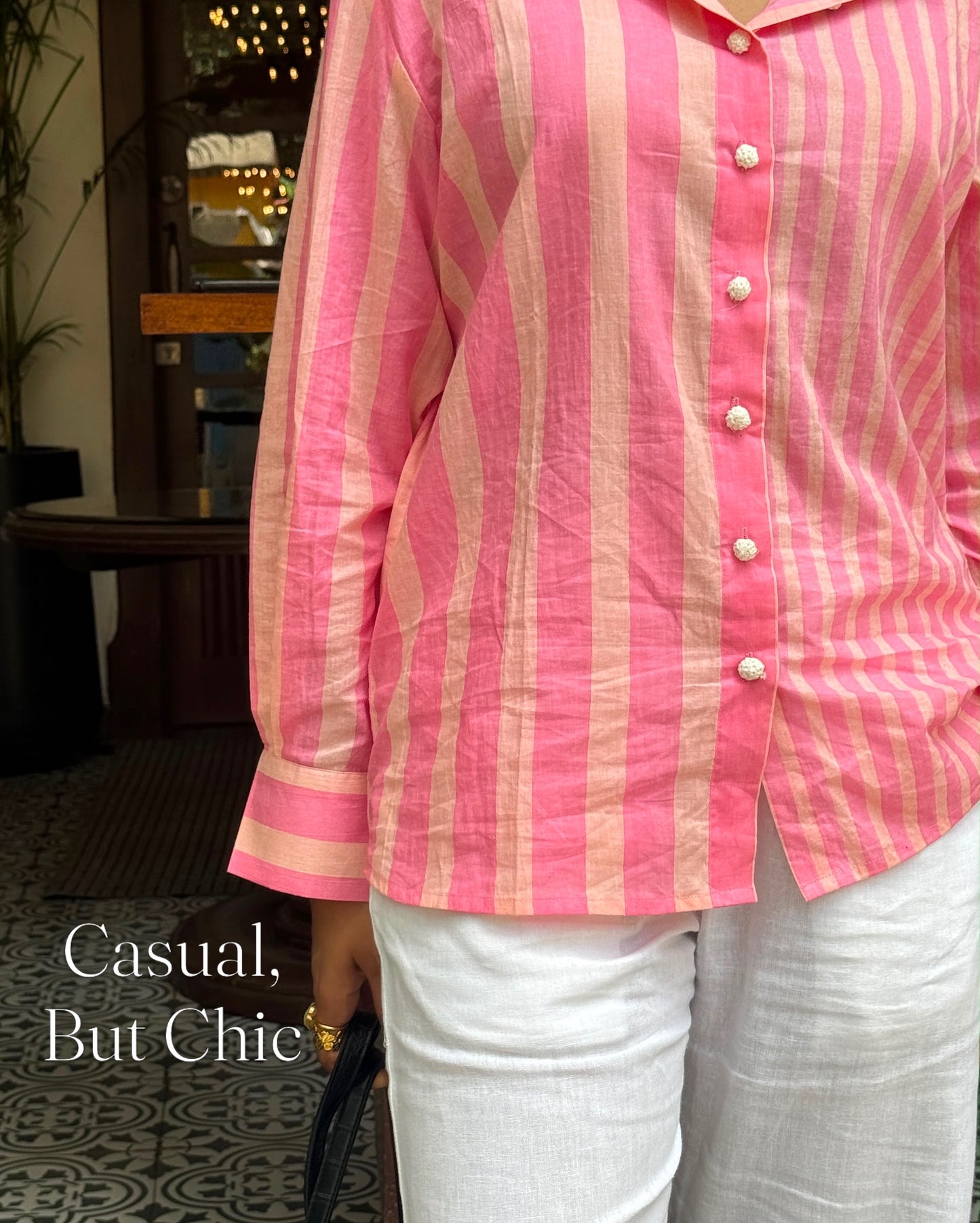Pink Stripes Cotton Shirt