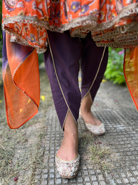 Chander Silk Orange Anarkali Set