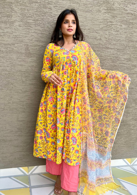 COMBO - Savi Yellow and Pink Cotton Kurta