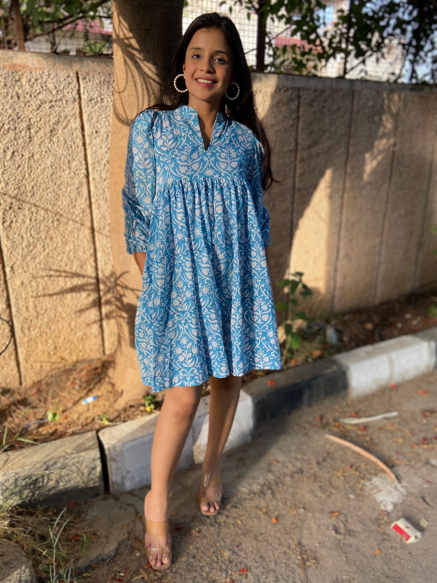 Fiorella Blue Cotton Dress