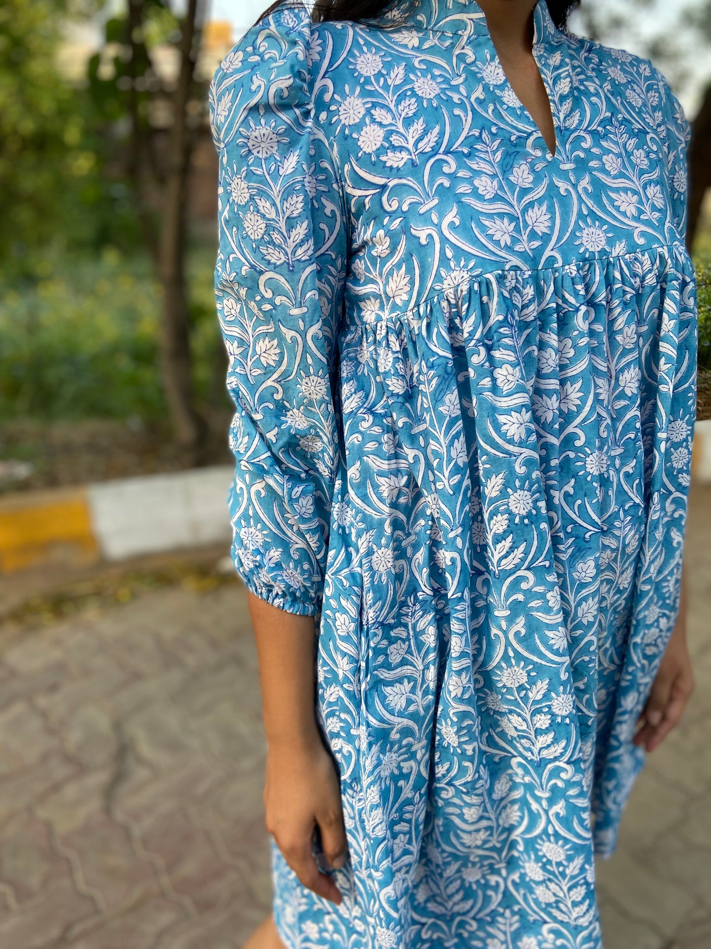 Fiorella Blue Cotton Dress