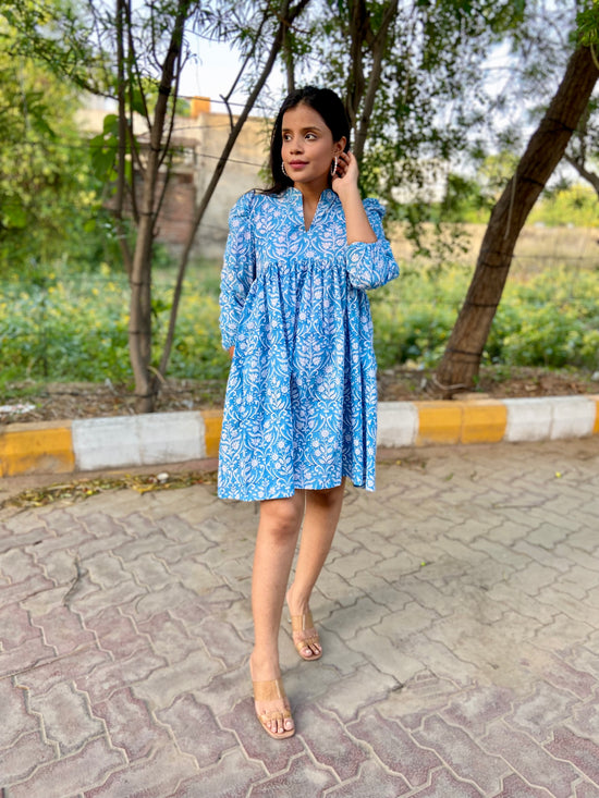 Fiorella Blue Cotton Dress