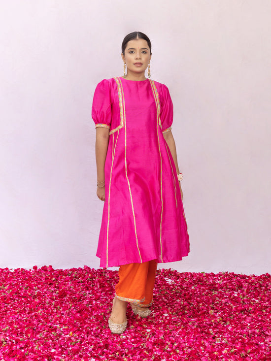 Rani Chanderi Silk Kurta and Pant Set