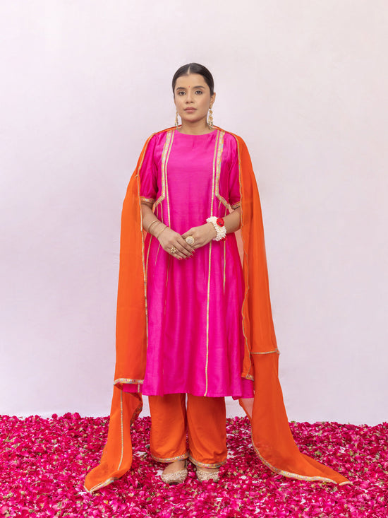 Rani Chanderi Silk Kurta