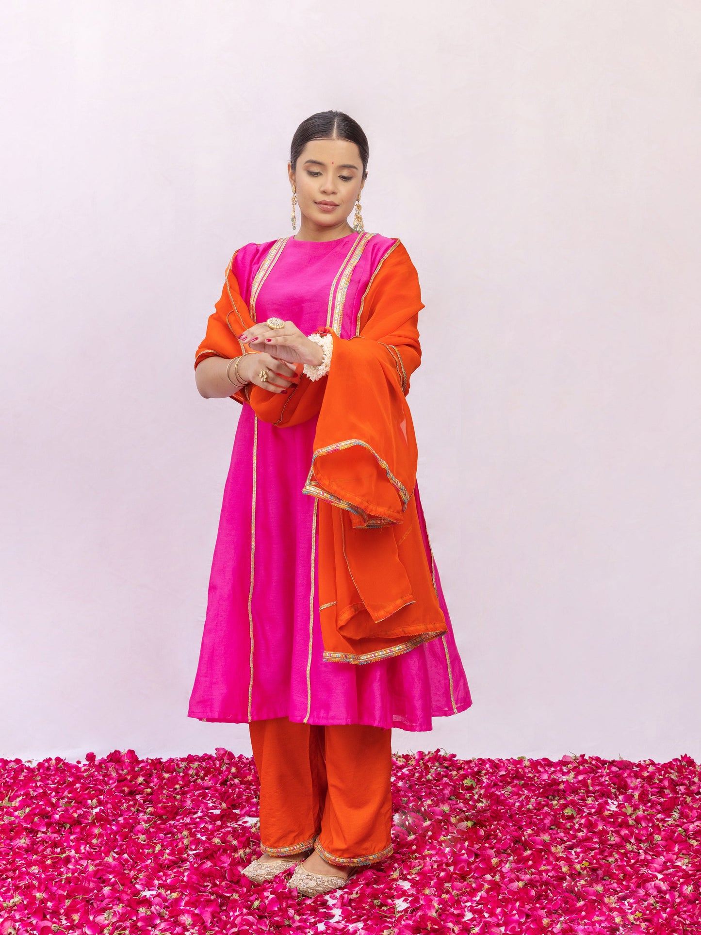 Rani Chanderi Silk Kurta and Pant Set