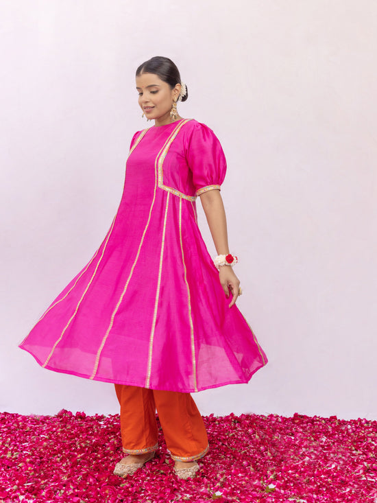 Rani Chanderi Silk Kurta and Pant Set