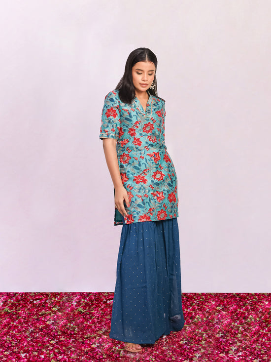 Tara Chanderi Silk Kurta Sharara Set