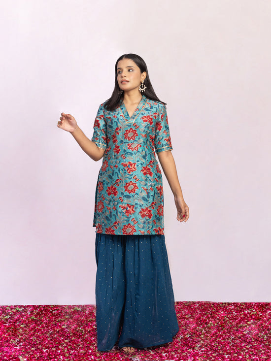 Tara Chanderi Silk Kurta Sharara Set