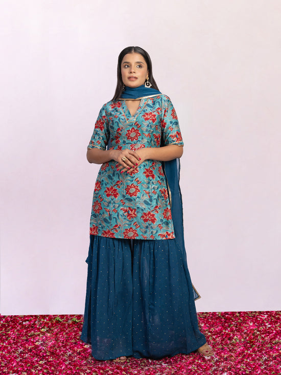 Tara Chanderi Silk Kurta Sharara Set