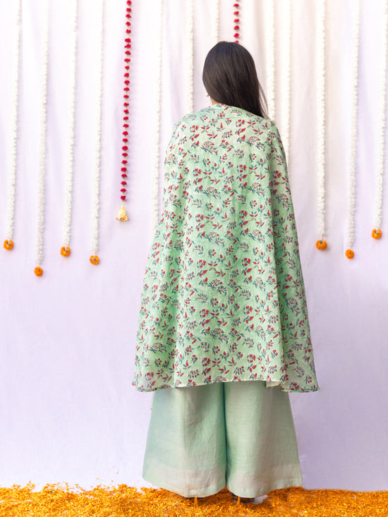 Titlee Green Chanderi Cape Set