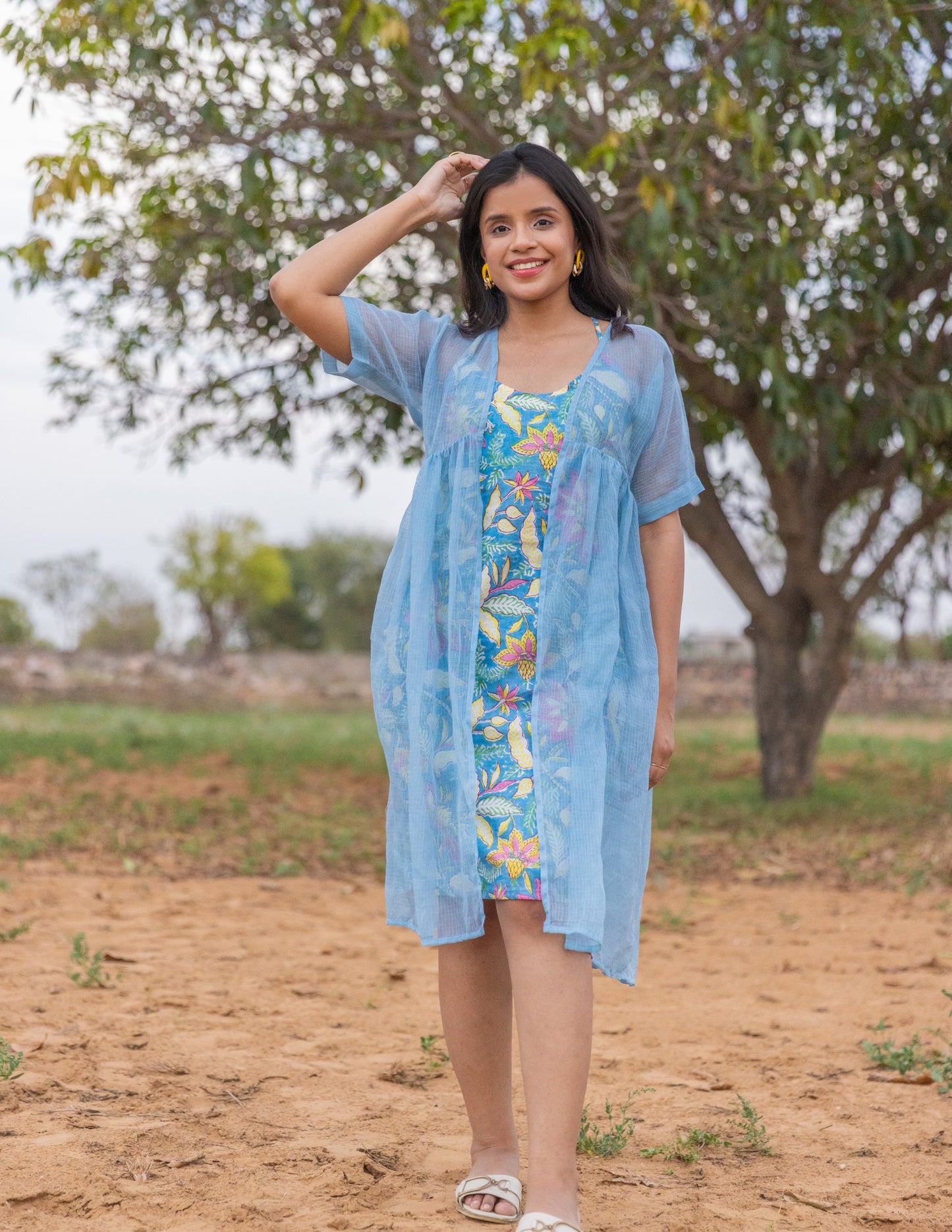 Medusa Blue Kota Shrug Dress serayaclothing Medusa Blue Kota Shrug Dress serayaclothing