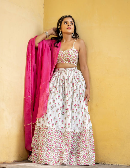 Blue Crushed Cotton Lehenga Set For Girls Design by Littleens at Pernia's  Pop Up Shop 2024