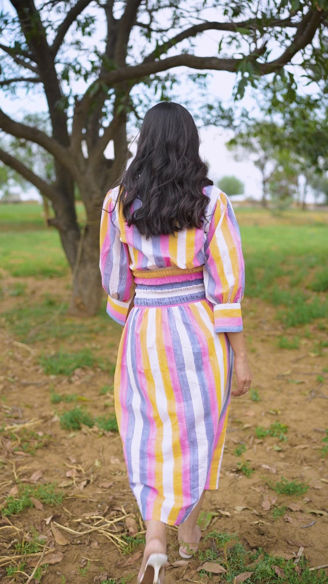 Load and play video in Gallery viewer, Iris - Stripe Midi Dress
